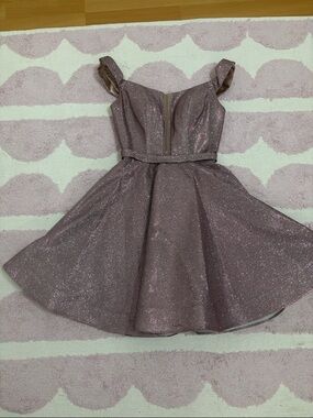 Sparkling Mauve Fit-and-Flare Party Dress